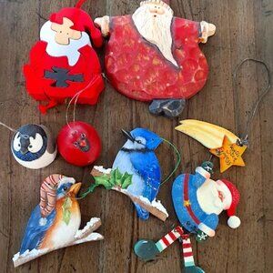 Lot of 7 Unique Wooden Christmas Ornaments